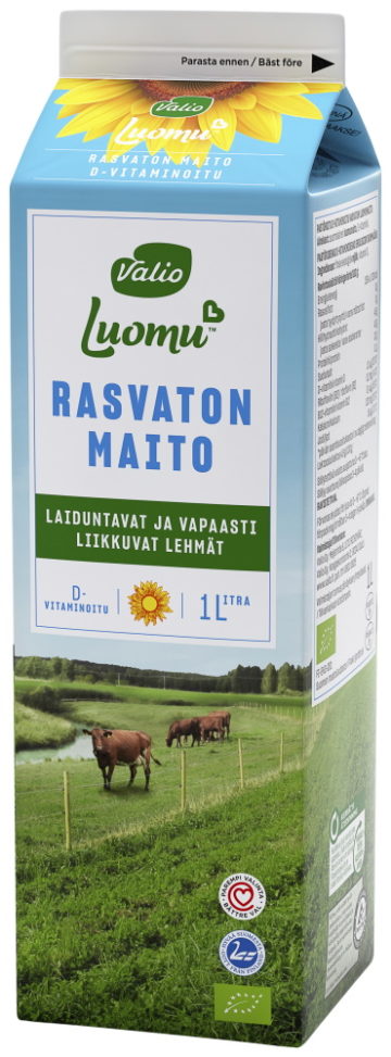 Valio Luomu™ D-vitaminoitu rasvaton maito 1 l